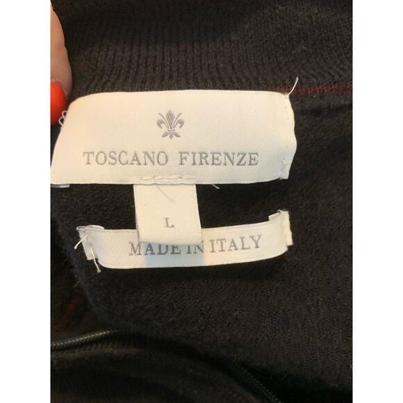 Toscano Firenze black merino wool 1/4 zipper pullover size Large fits Small - Picture 3 of 8